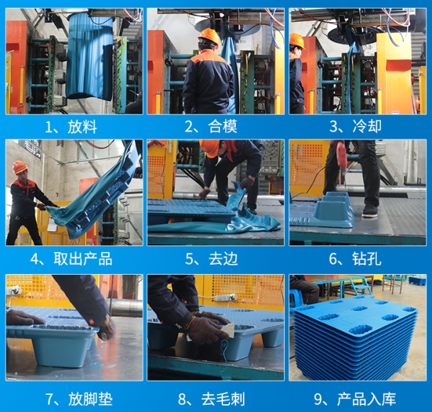 九腳吹塑托盤如何生產(chǎn)？吹塑托盤廠家來解惑